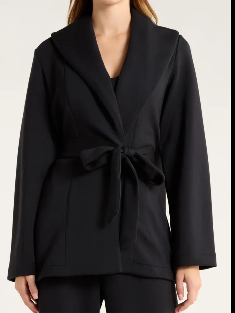 Spanx Aire Essentials luxe wrap cardigan in very black small athleisure lounge